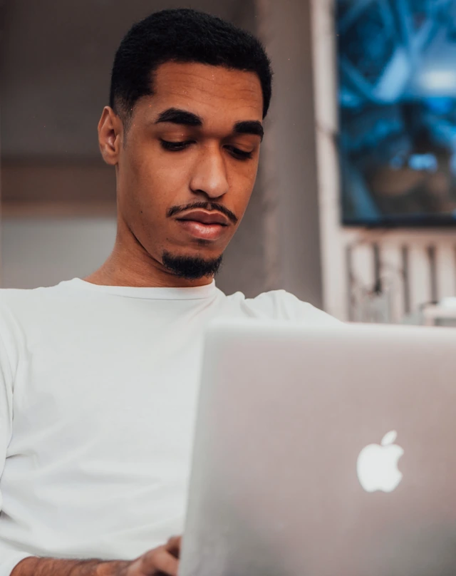 Gabriel Messias at his laptop