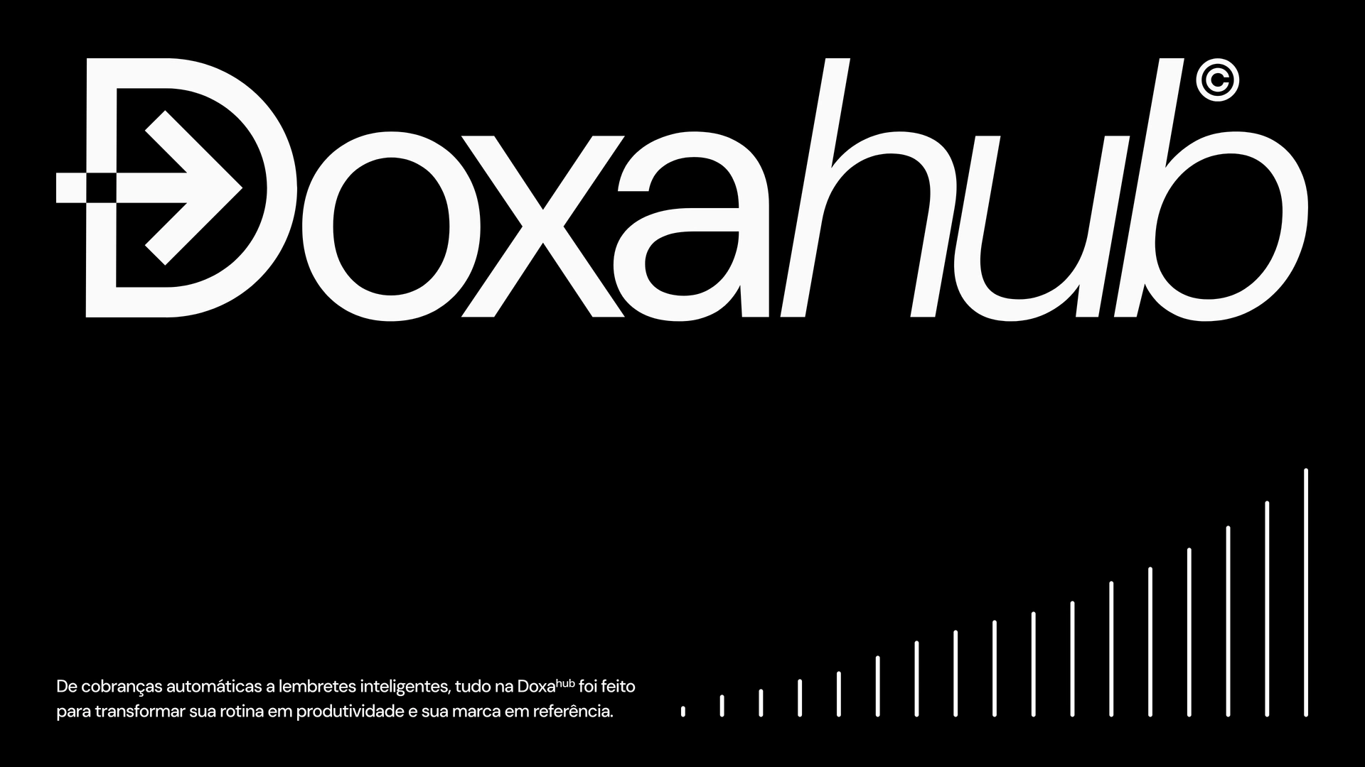 Logotipo de DoxaHub en blanco sobre fondo negro