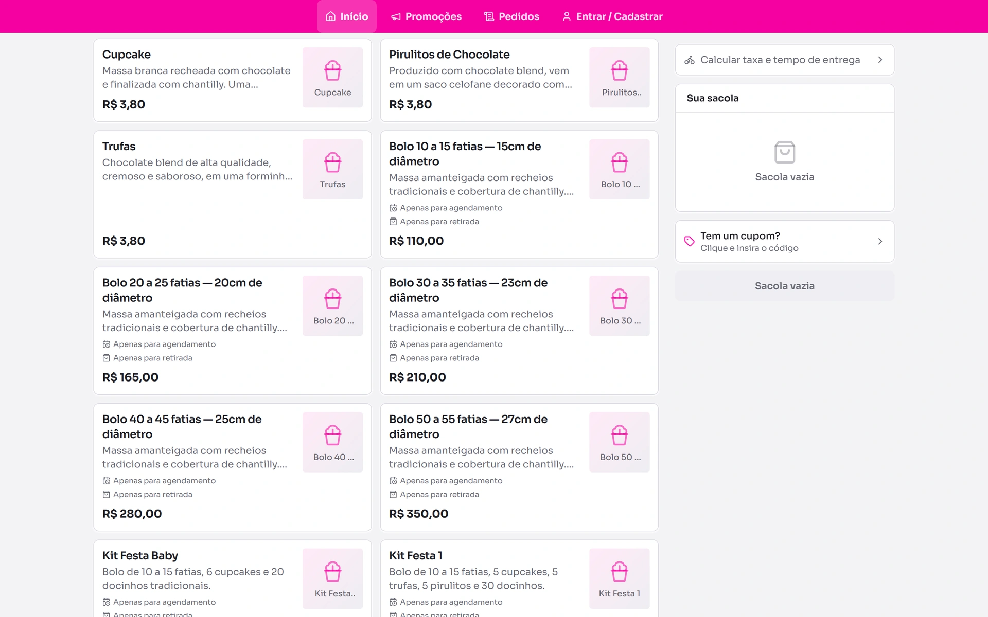 Catalogue de produits Doces Amigas Gourmet avec description, prix et règles de commande