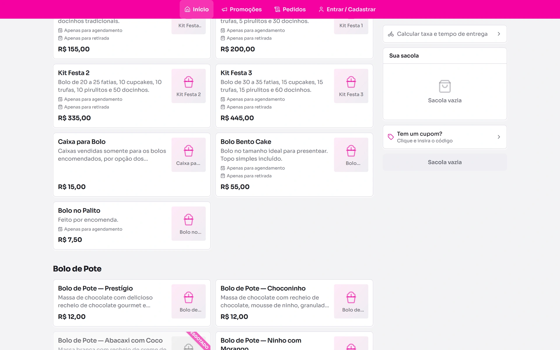 Produits organisés par catégorie dans le menu numérique