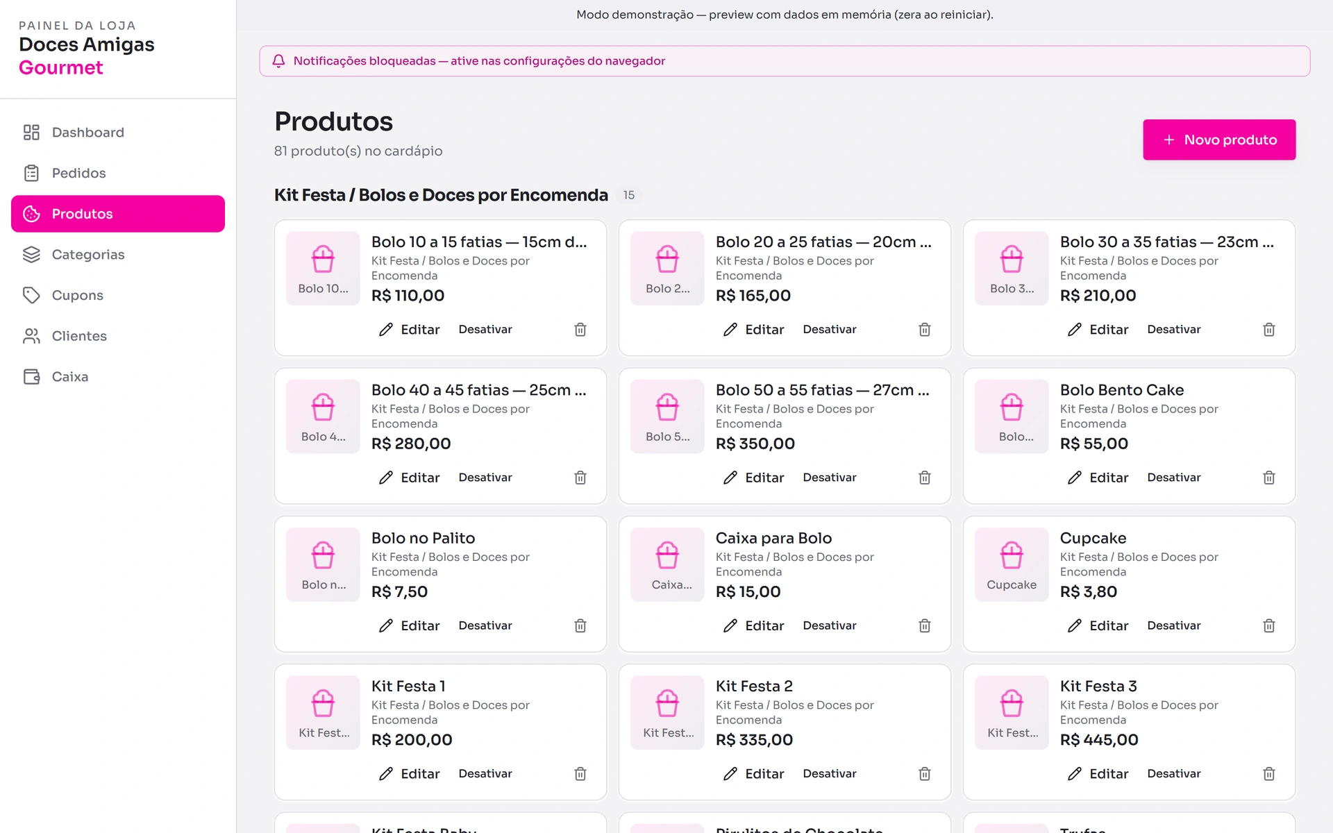 Gestion des produits dans le tableau de bord administratif